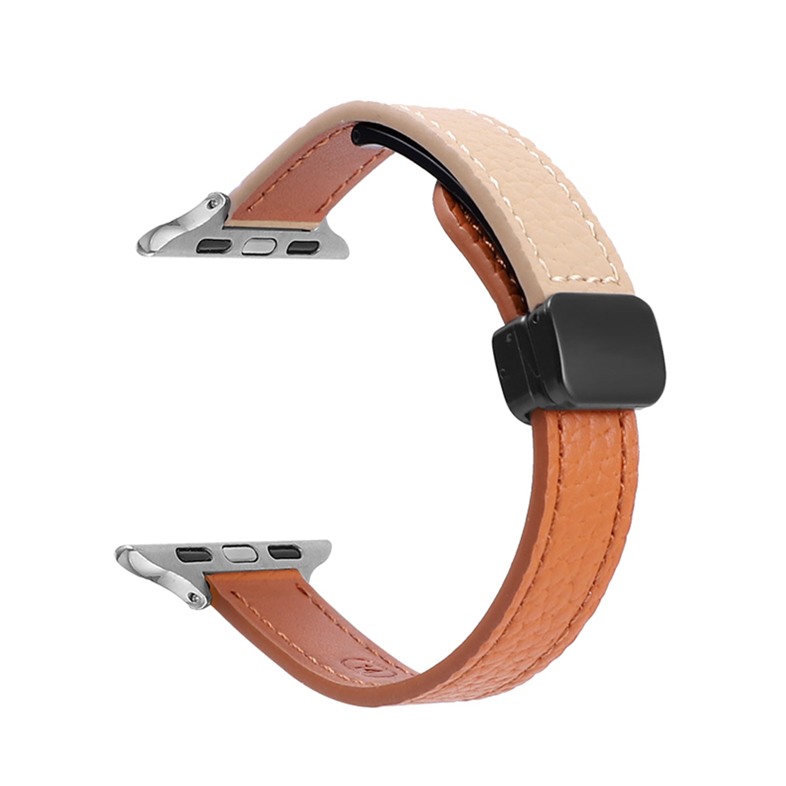 For Apple Watch Series 9 8 7 41mm / 6 5 4 SE (2023) SE (2022) SE 40mm / 3 2 1 38mm Magnetic Microfiber Leather Strap - Orange+Apricot For Apple Watch Series 9 8 7 41mm / 6 5 4 SE (2023) SE (2022) SE 40mm / 3 2 1 38mm Magnetic Microfiber Leather Strap - Orange+Apricot